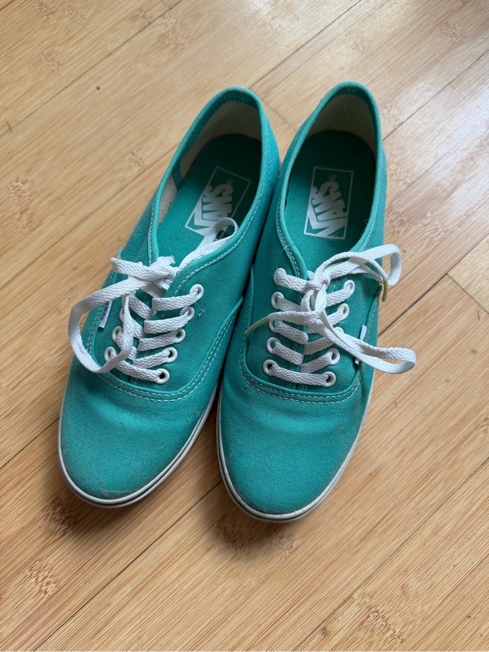 Vans Women's Teal Canvas Low-Top Sneakers with White Laces